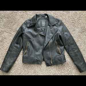 Black faux leather girl’s jacket, C&A